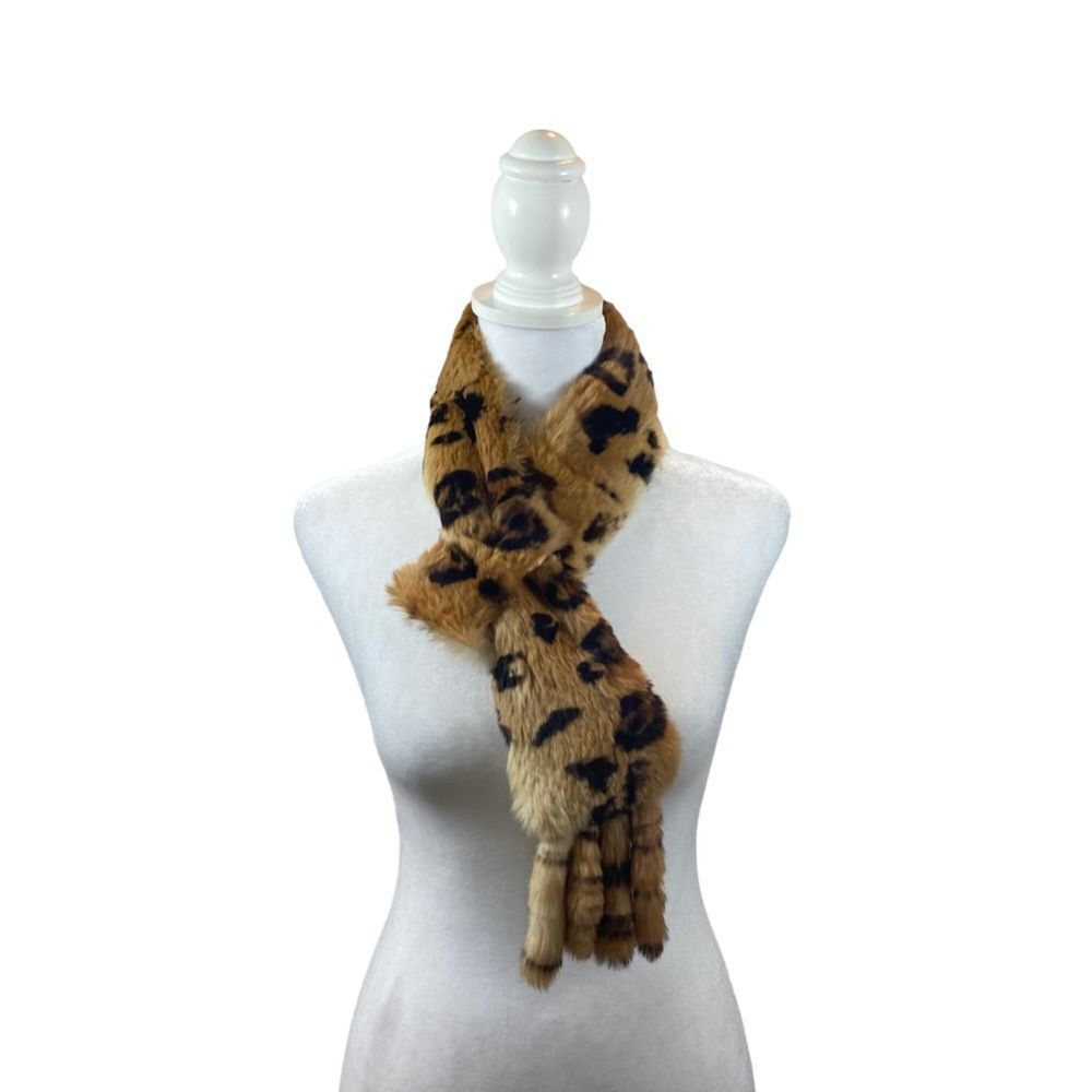 High Quality Faux‎ Fur Leopard Print Wrap Scarf One Size